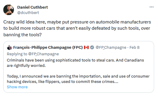Daniel Cuthbert tweet on the Flipper Zero ban in Canada