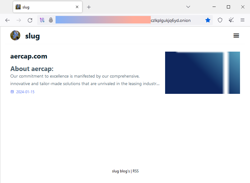 AerCap listed on the Slug ransomware portal