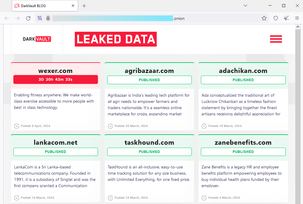 DarkVault's new dark web leak site, a carbon copy of the old LockBit one