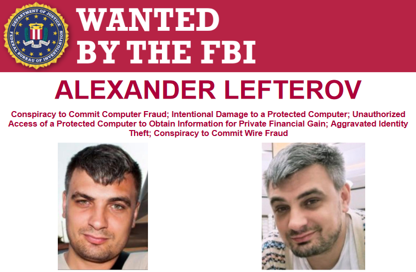 FBI cyber most wanted poster for Alexander Lefterov