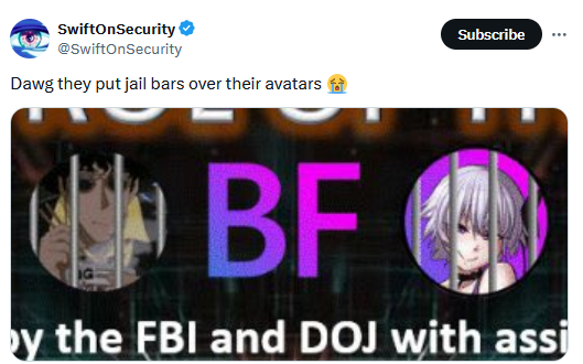 Twitter post from SwiftOnSecurity