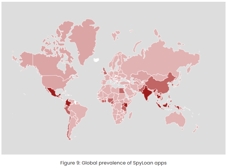 Global prevalence and location of SpyLoan apps